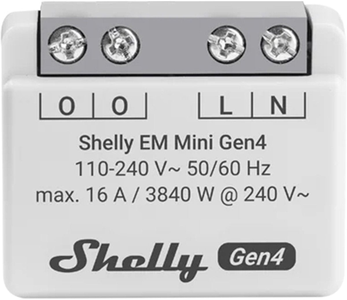 Shelly em mini gen4 - kompakt energimåler 16a - wi-fi, bluetooth og zigbee