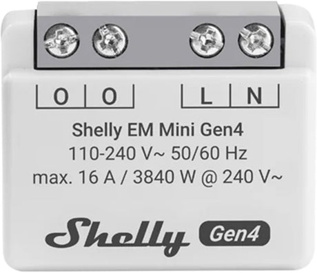 Shelly em mini gen4 - kompakt energimåler 16a - wi-fi, bluetooth og zigbee