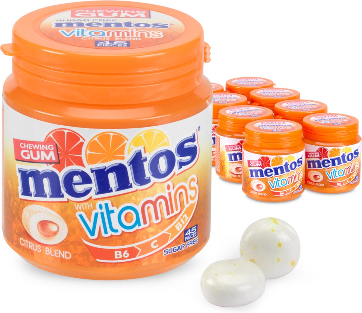 Mentos tyggegummi vitaminer citrusblanding - tyggegummi - sukkerfri - 8x45 stk.