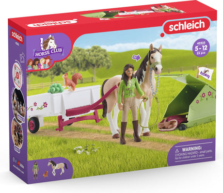 Schleich hesteklub legefigursæt - Sarahs campingtur - børnelegetøj til drenge og piger - 5 til 12 år - 12 dele - 42533
