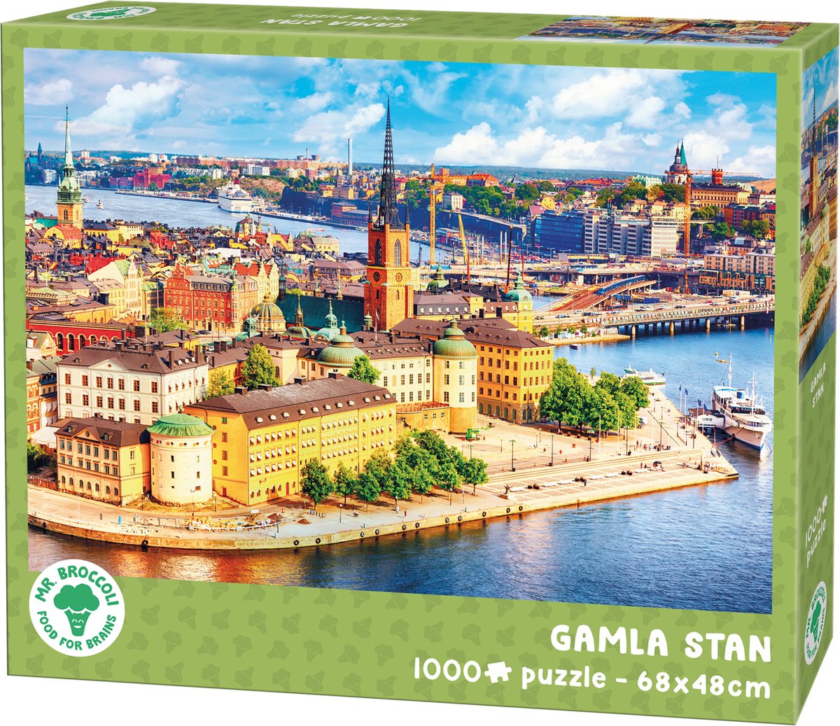Mr. broccoli puzzel 1000 stukjes volwassenen - gamla stan - legpuzzel stockholm zweden - fsc® - steden collectie - 68 x 48 cm