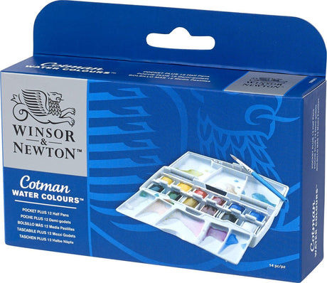 Winsor newton cotman aquarelverf pocket plus set 12 halve napjes