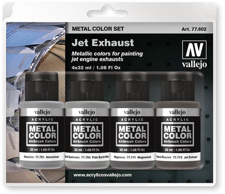 Vallejo hobby maling - 77602 jet udstødning - metal farve sæt maling sæt - 4x 32 ml