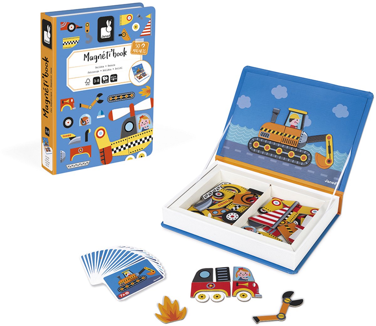 Janod - magnetibook - racers - magnetisk boglegesæt