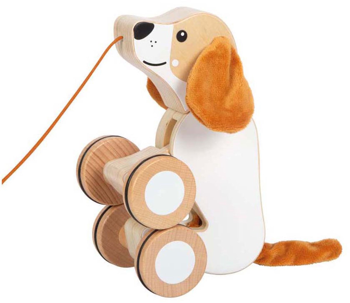 Lille fod - trækhund i træ med knitrende ører