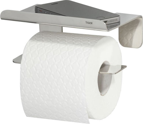 Tigerkrave - toiletrulleholder med hylde - uden boring - toiletrulleholder selvklæbende - poleret rustfrit stål