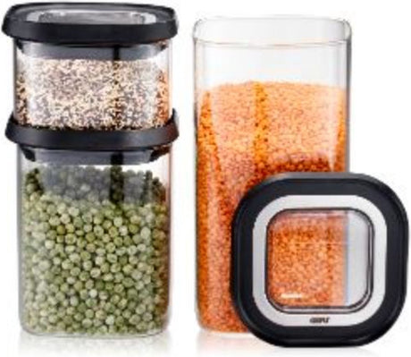Gefu pantry opbevaringsdåse – 3-delt – borosilikatglas – 400 ml, 900 ml og 1400 ml