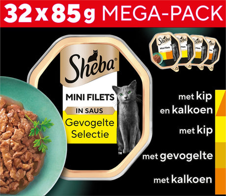 Sheba kattefoder - minifileter - fjerkræ i sauce - 32x85g mega-pak