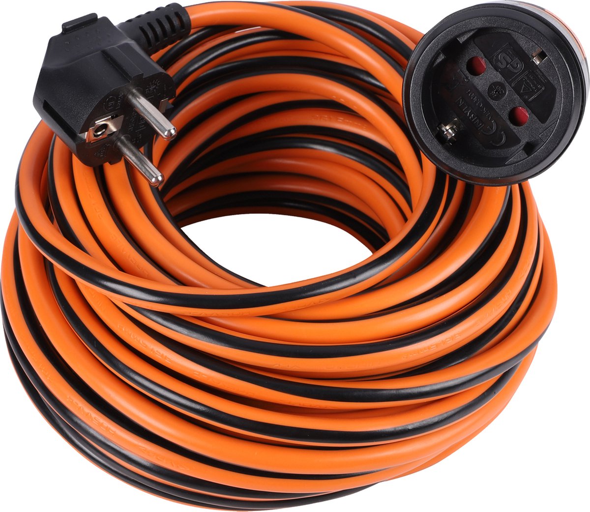 Q-link forlængerkabel med låsesystem - forlængerkabel med jord - h05vvf - 3 x 1,5 mmâ² - 15 meter - sort orange