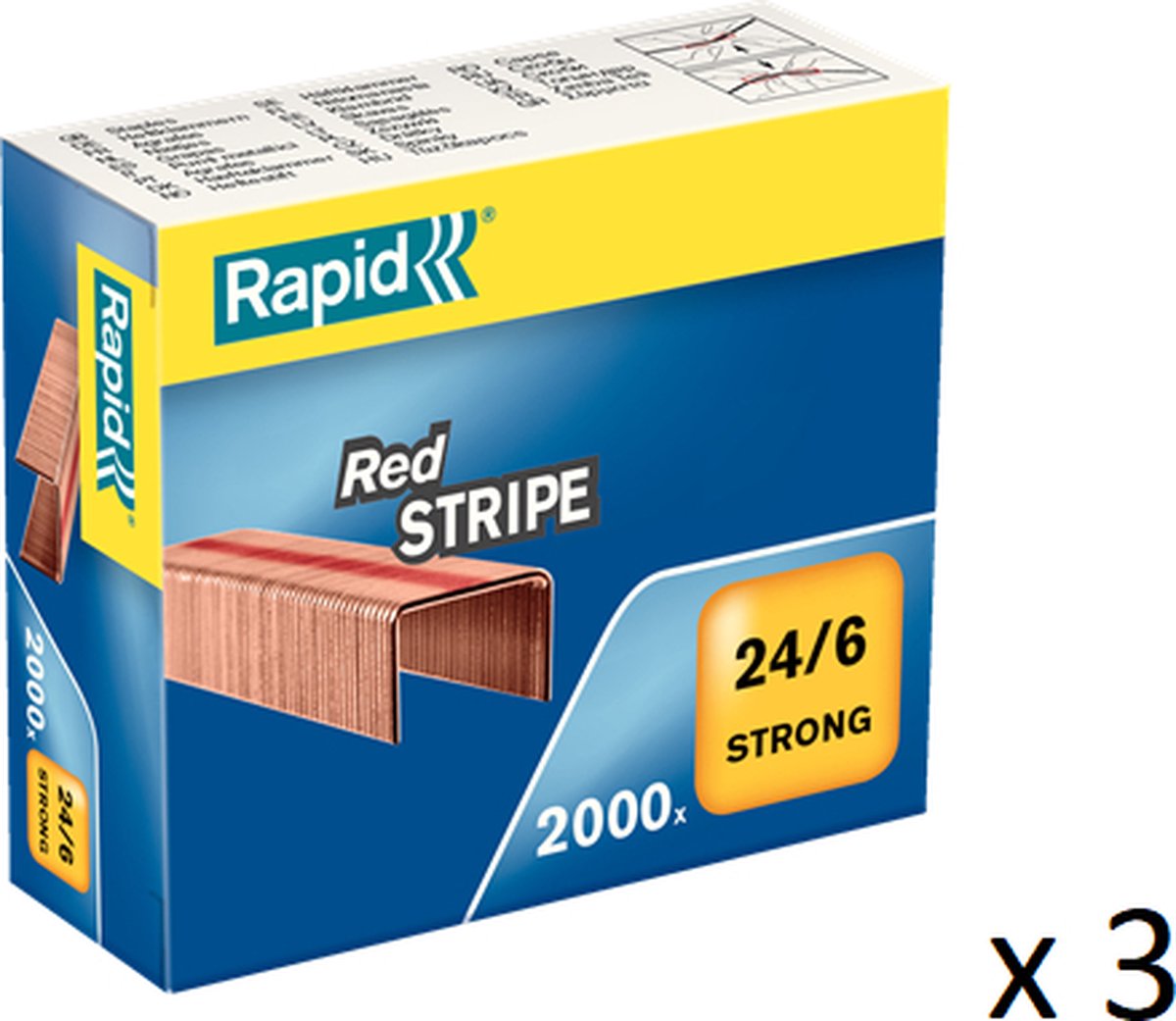 Hurtig - stærke hæfteklammer 24 6 - rød stribe - 3 x 2000 stk