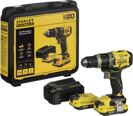 Stanley sfmcd721d2k fatmax® v20 akku slagboremaskine børsteløs 18v 2.0ah i kuffert