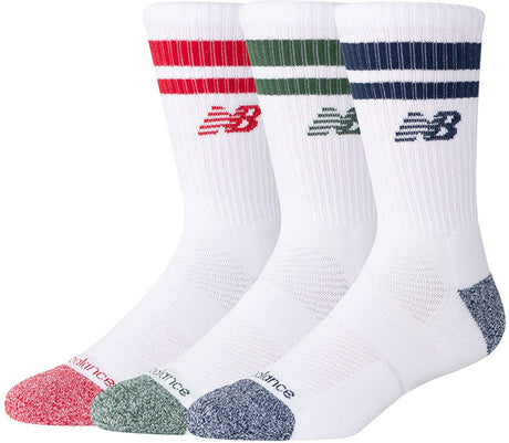 New balance active premium stripe crew strømpe unisex sportsstrømper - assorteret