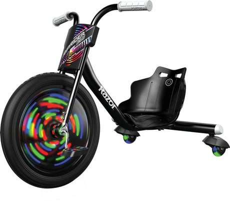 Razor riprider 360 lightshow - gokart - sort - 360° rotation - LED-belysning - til børn - op til 73 kg - fra 5 år