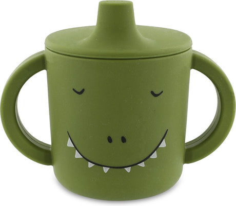 Trixie sippy kop - mr. dino - drikkekop til baby - anti-spild kop - til babyer fra 4 måneder - lavet af silikone - tåler opvaskemaskine