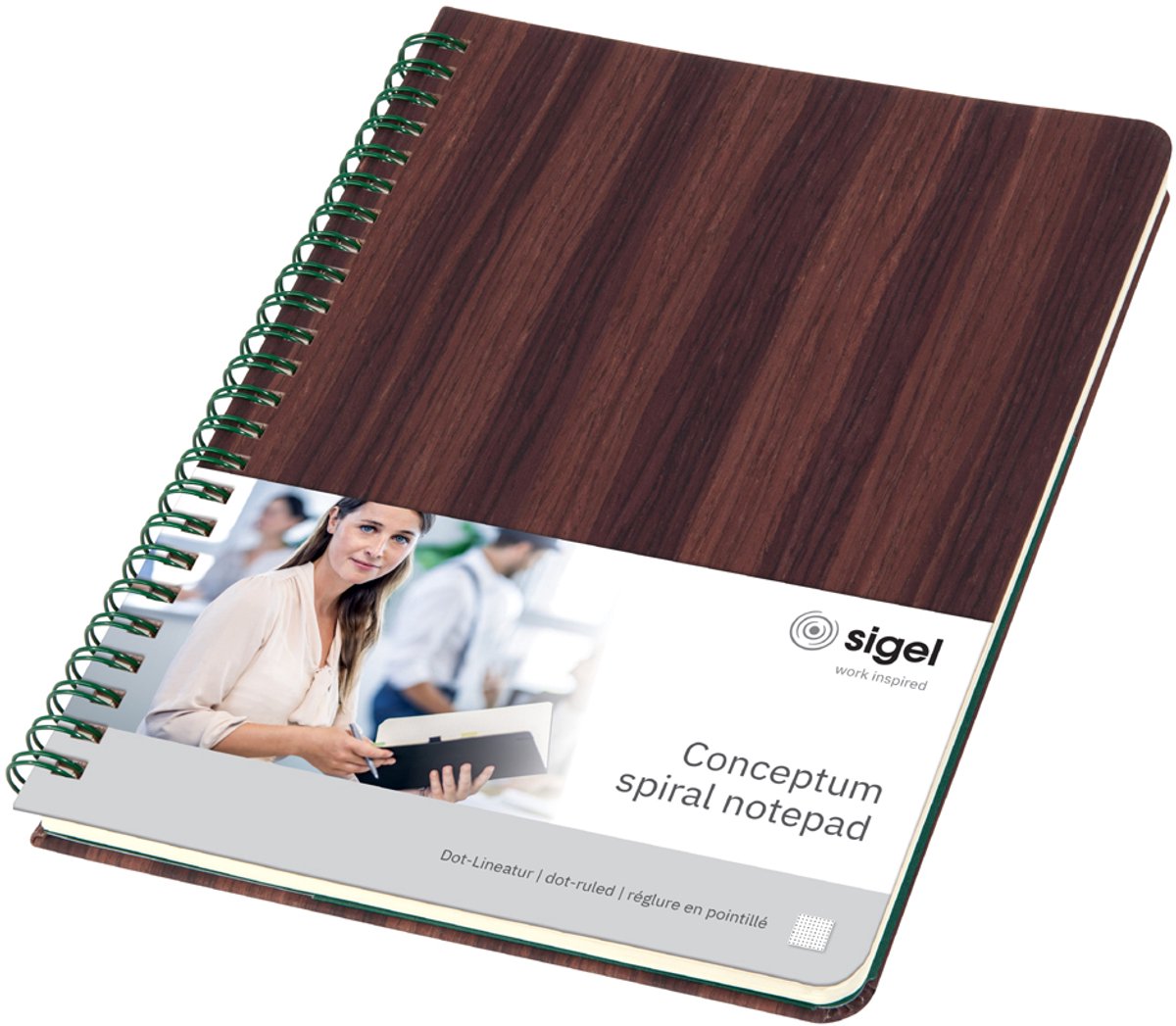 Sigel notesbog a5 - konceptum - træstruktur - prikket - spiralbundet - si-co675