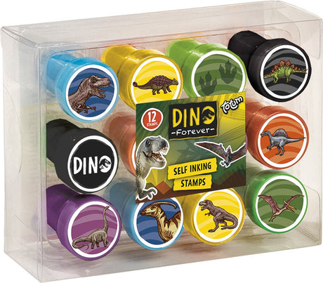 Totum dino frimærkesæt 12 selvsværtede dinosaurstempler - dino forever kreativt legetøj piger og drenge fra 3 år - fremstilling af stemplingsdyr