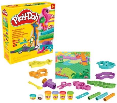 Play-doh lersæt med farverige vilde dyr - playdoh dyrelersæt