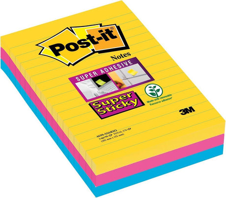 Post-it super sticky notes 101x152 mm gul blå pink