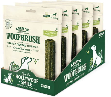 Lily's kitchen - hundesnacks - woofbrush naturlig dental tygge - medium 5 x 196 g