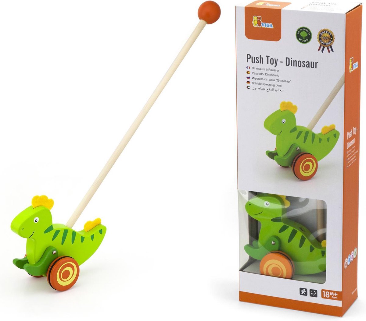 Vigatoys push stick - dinosaur
