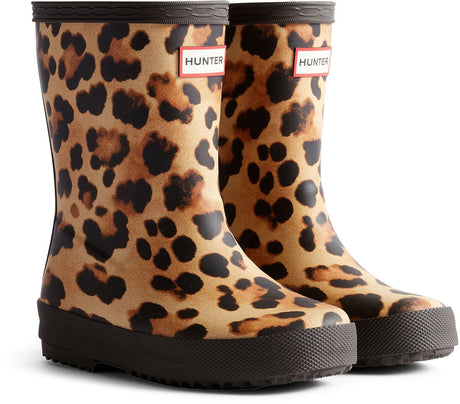 Hunter kids first leopard print boot leopard chocolate brown - maat 27