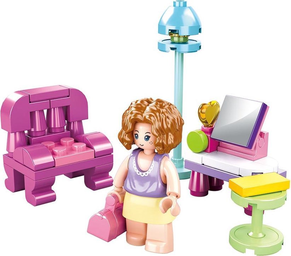 Sluban piger drømme stue byggelegetøj til børn fra 6 år - byggelegetøj model bygge stue sæt - bygge boks med 56 byggeklodser og 1 minifigur - m38-b0800c