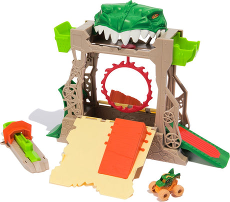 Monster jam mini jams - dungeon of doom legesæt med unik metal drage monster jam truck - skala 1:87