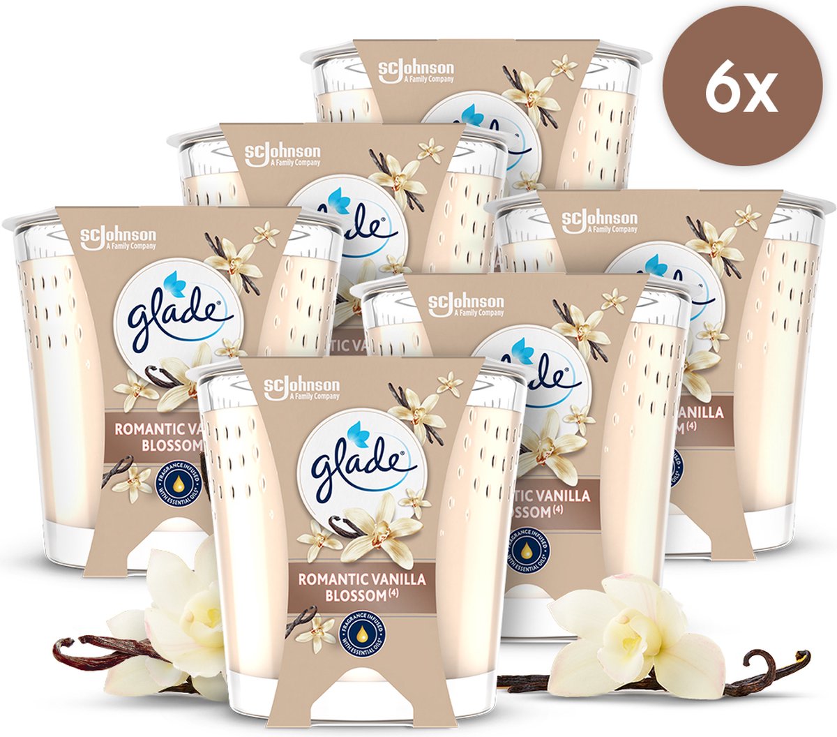 Glade duftende stearinlys romantiske vaniljeblomster 100% rapsvoks