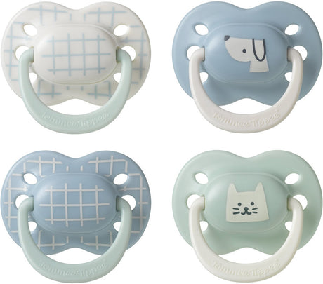Tommee tippee ultimate fit sut - 0-6 måneder - 4 stykker - ortodontisk symmetrisk sut til babyer - 100 % BPA-fri silikone - blå deco
