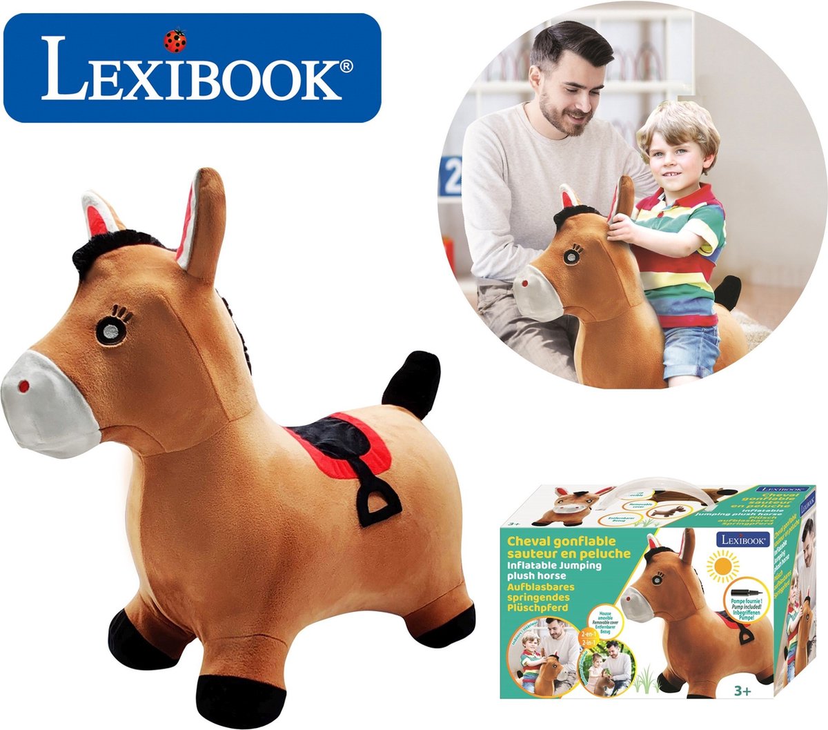 Lexibook oppustelig hoppepony med plysdragt