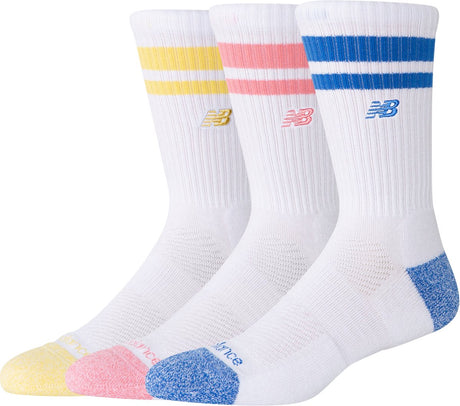New balance aktiv livsstilsstrømpe stribet mandskabsstrømpe 3-pak unisex sportsstrømper - blå fugl