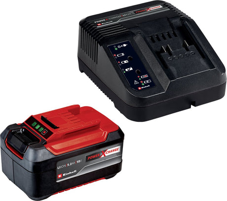 Einhell 18 v 5,2 ah power x-change startsæt - 1x 5,2 ah plus batteri og hurtigoplader - universal til alle power x-change maskiner