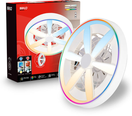 Briloner air - loftventilator med RGB-belysning - loftventilator dæmpbar - ventilatorlampe 5 hastigheder - sommer- og vintertilstand - RGB CCT - ø48cm - hvid