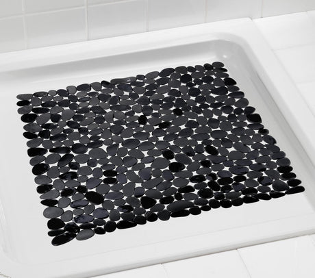 Wenko skridsikker brusemåtte paradis 54x54cm sort - skridsikker måtte til brusebad - med sugekopper