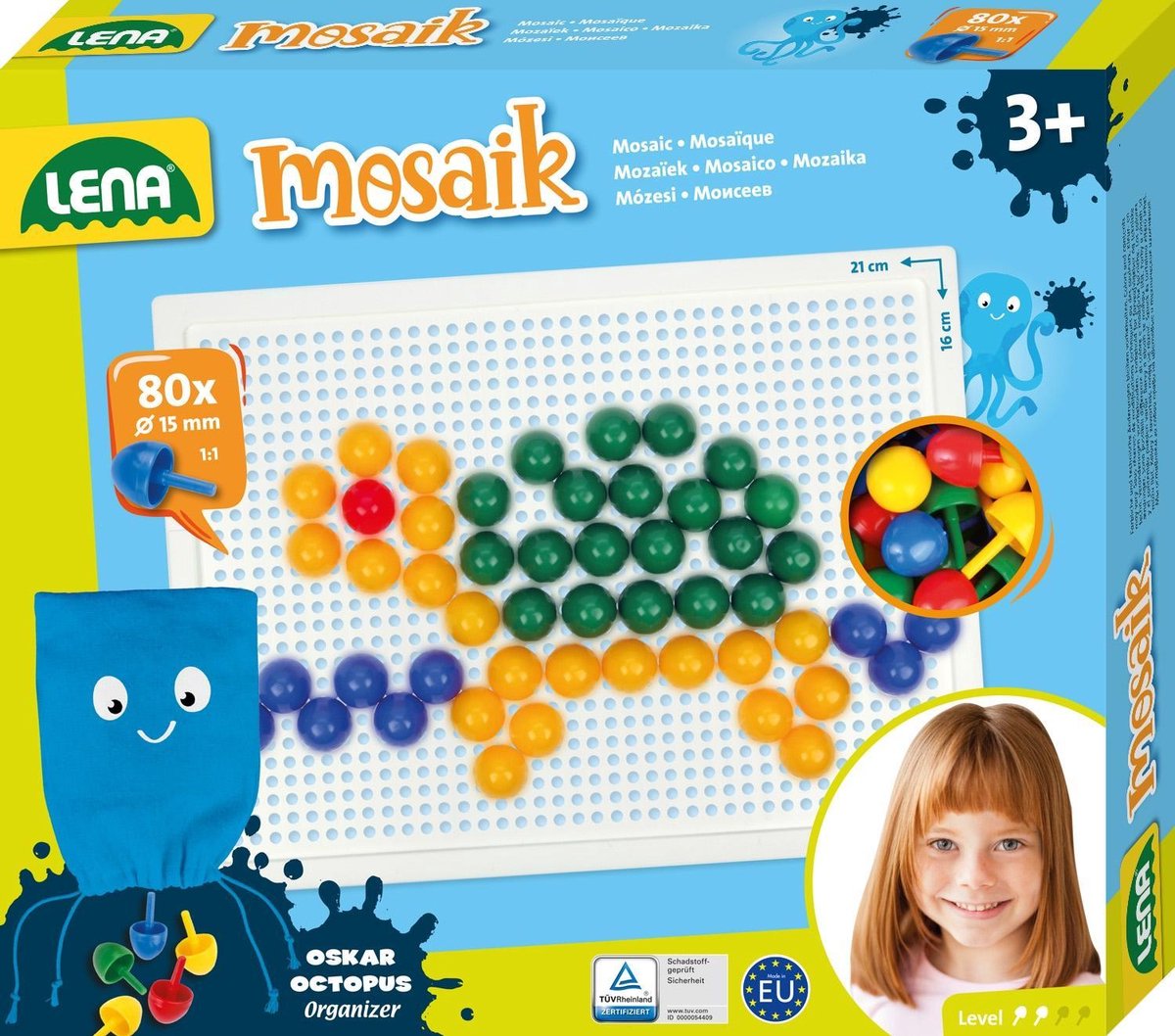Lena mosaiksæt farve 80stk 15mm