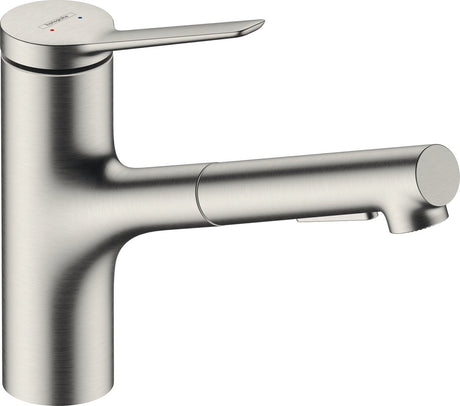Hansgrohe zesis m33 - køkkenblandingsbatteri - etgrebsbetjening - 150 mm størrelse - udtræksspray - 2 sprayfunktioner - rustfrit stål look
