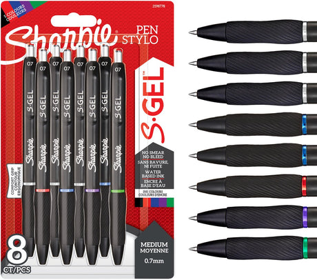 Sharpies gel | gel penne | mellempunkt (0,7 mm) | forskellige farver | 8 stk
