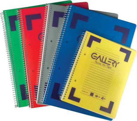 Gallery traditionel spiral notesbog ft A5, kvadratisk 5 mm, assorterede farver, 160 sider, 6 stk.
