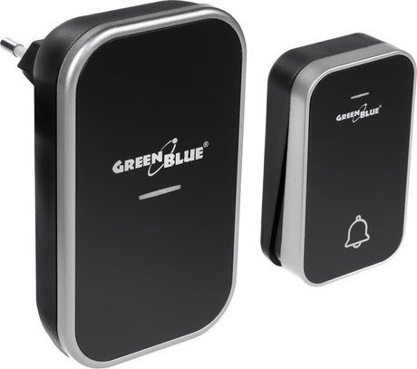 Grønblå - dørklokke - kinetisk batterifri trådløs - 38 melodier - rækkevidde op til 200m, ip44, gb157 b - sort