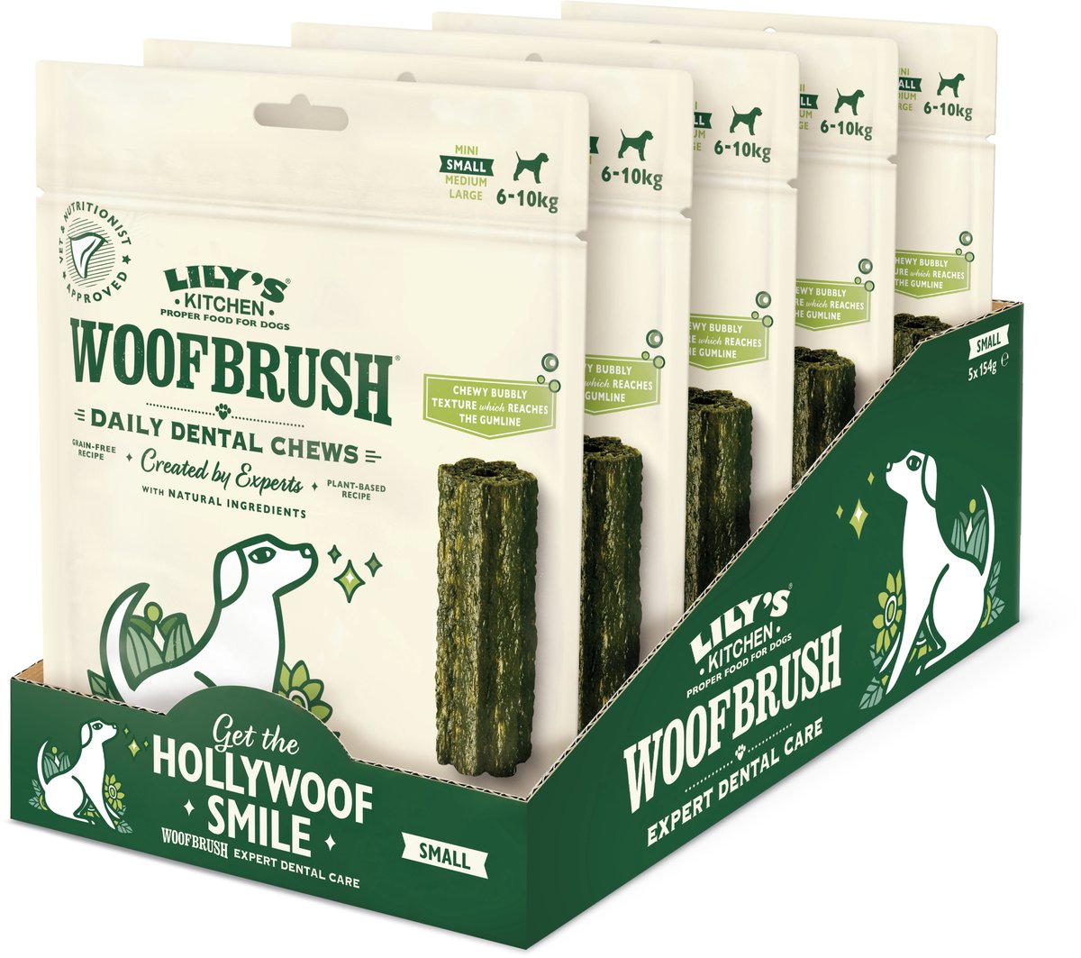 Lilys køkken - hundesnacks - woofbrush naturlig tandtygge - lille 5 x 154 g
