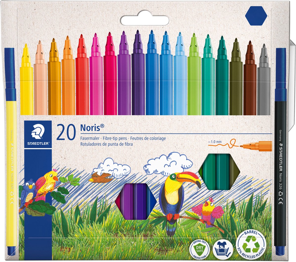 Staedtler farvetusch noris 326 papkasse 20 farver