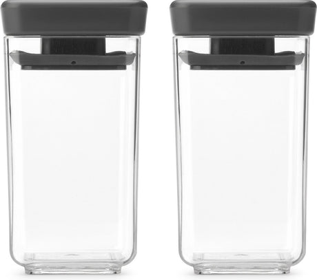 Brabantia tasty+ opbevaringsbeholdere - stabelbare - 2 x 0,15 l - mørkegrå