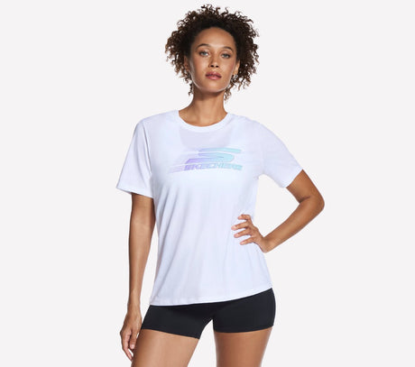 Skechers gorun graphic tee dames t-shirt - wit l