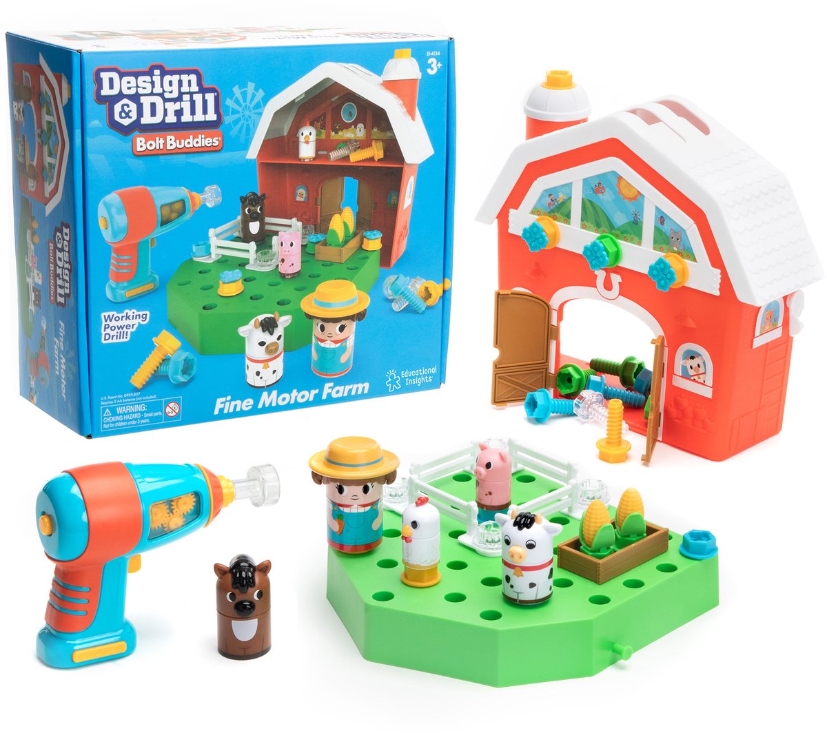 Læringsressourcer pædagogisk legetøj design borebolt buddies staldgård. - 3+