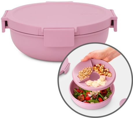 Brabantia make take salat madpakke to go - 1,3 l - plastik - lilla pink
