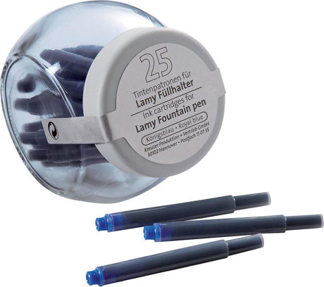 Pelikan - lamy blækpatroner - glaskrukke - 25 stk - kongeblå