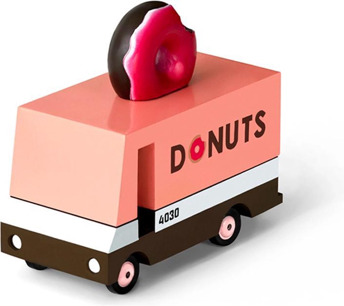 Candylab legetøj candycar varevogne: donut varevogn (f702) 8,4x4,1x6,5 cm, trykstøbt træ, i gaveæske, 3+