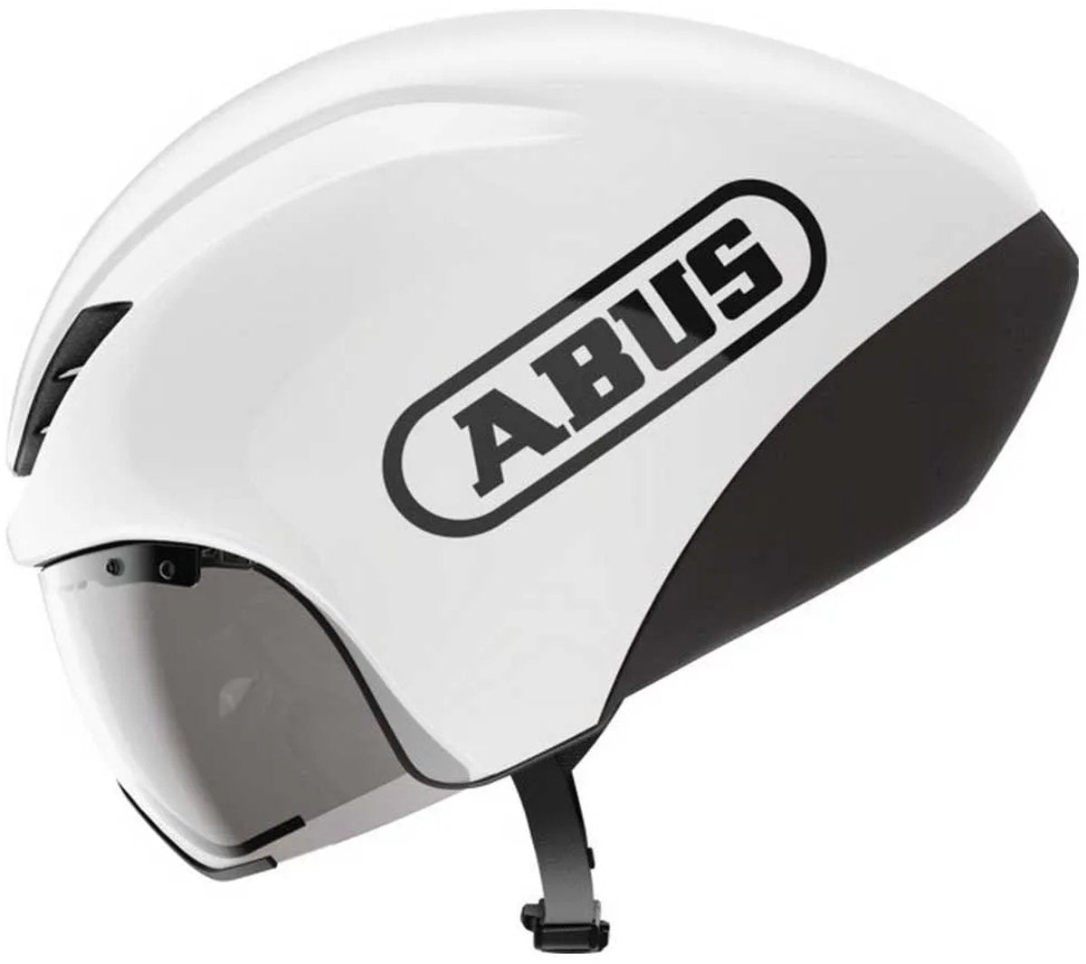 Abus cykelhjelm gamechanger tt 1.1 skinnende hvid l - 57-61 cm - hvid - velegnet til brug på tidskørselscykler - 390 g