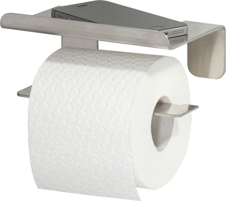 Tigerkrave - toiletrulleholder med hylde - uden boring - toiletrulleholder selvklæbende - børstet rustfrit stål
