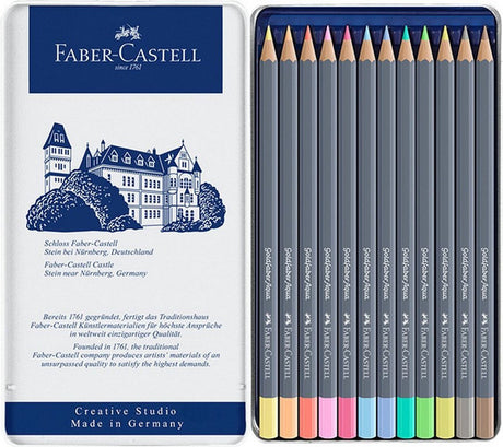 Faber-castell farveblyanter akvarel - guldfaber - dåse 12 stykker - pastelfarver - fc-114622